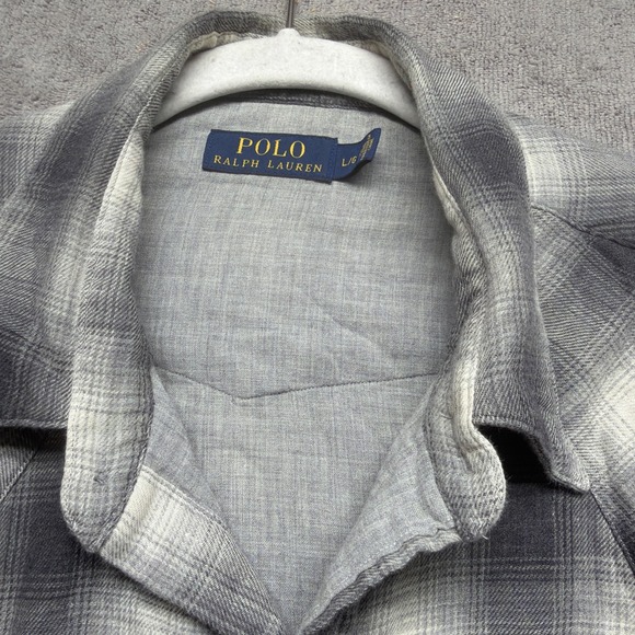 Polo Ralph Lauren Western Pearl Snap Shirt Gray‎ Plaid Men's Large Cowboy - Picture 7 of 9